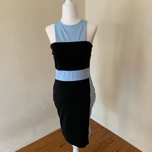 Boohoo Black And Blue Knee Length Sleeveless Dress